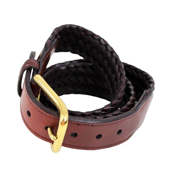 Trafalgar BROWN GENUINE LEATHER 1.25"Wd WOVEN DRESS CASUAL MEN'S BELT Sz 32 (B81 - Picture 3 of 10